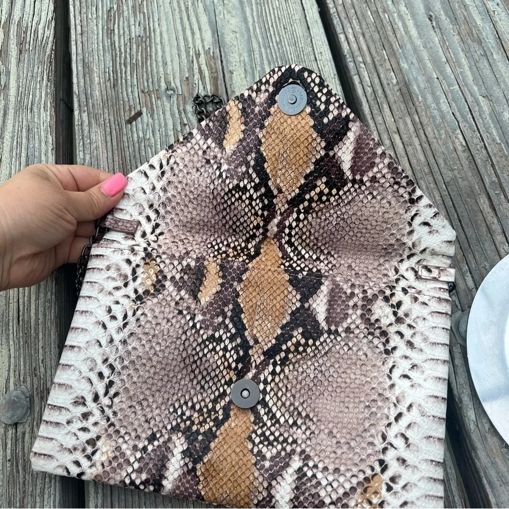 Women’s A New Day Faux Snake Skin Handbag Crossbody Brown Multi